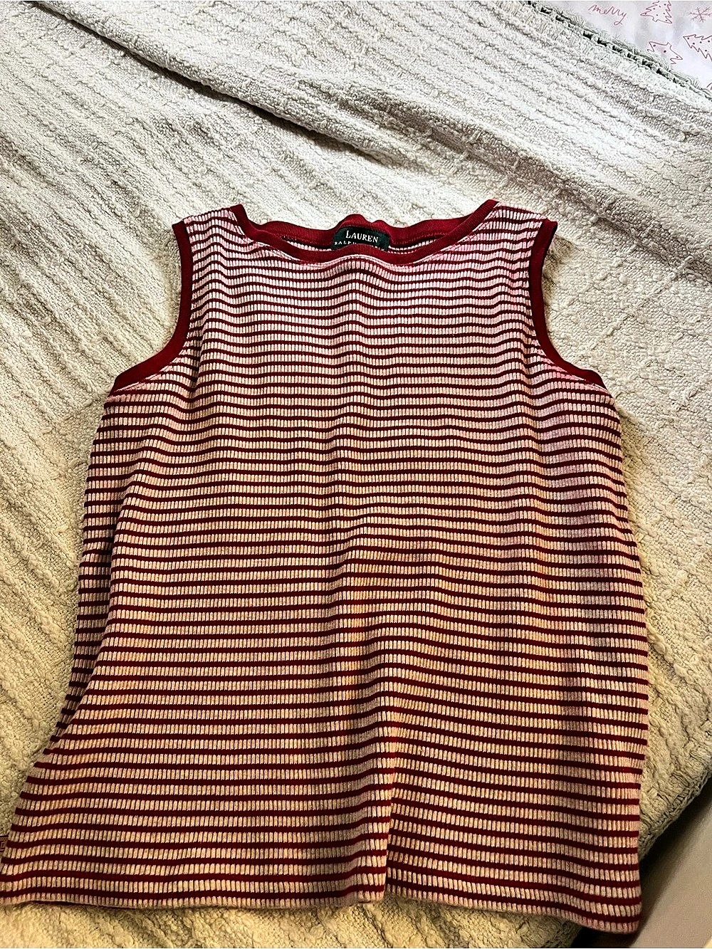 Lauren Ralph Lauren Striped Tank Top Red & White